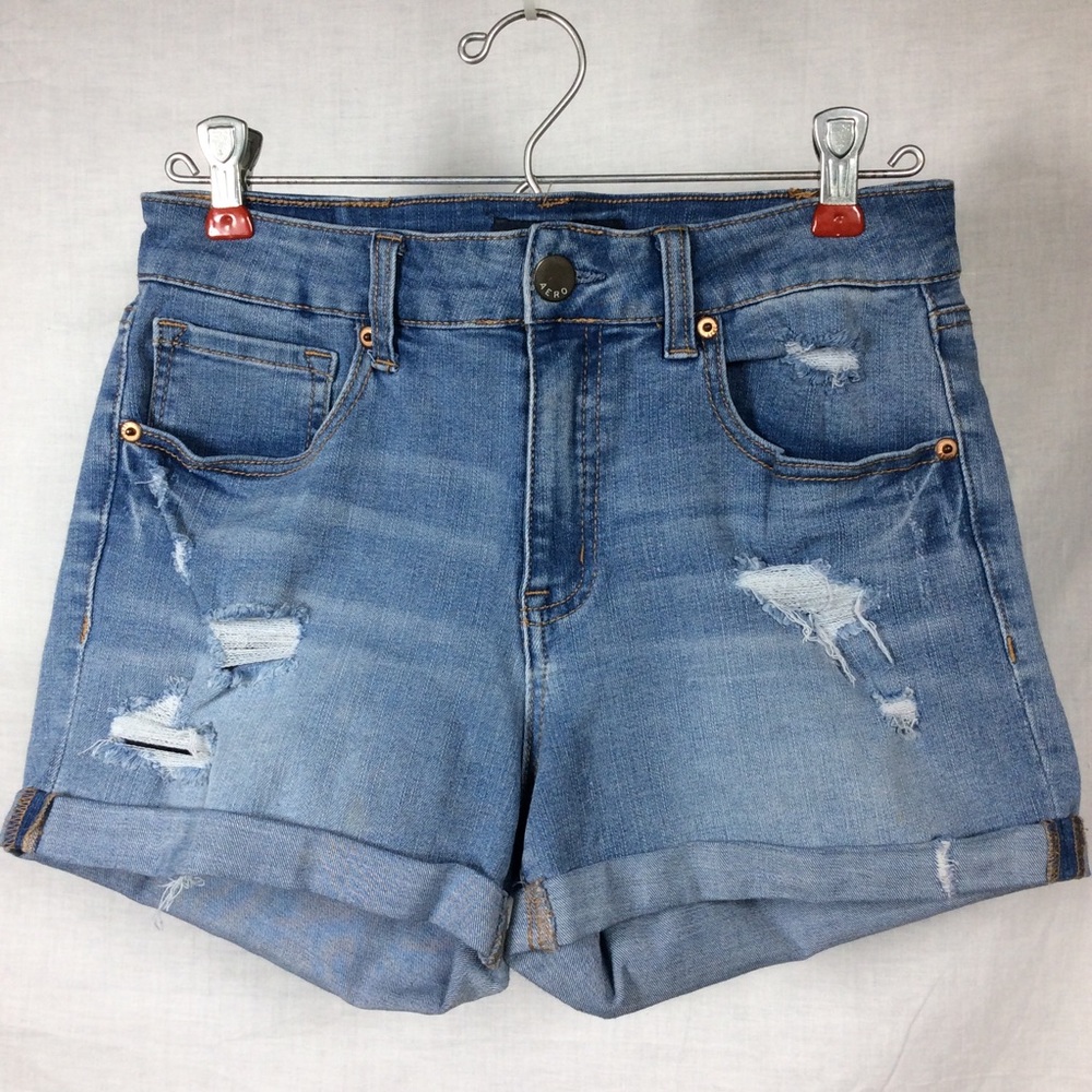 Aeropostale Denim High Waisted Distressed Shorts
